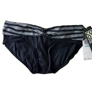 💖💖NWT COCO REEF GRAY & GOLD BANDED BIKINI BOTTOM (L)